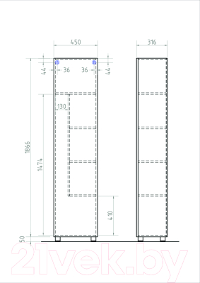 Шкаф-пенал для ванной Vigo Geometry 450 (белый)