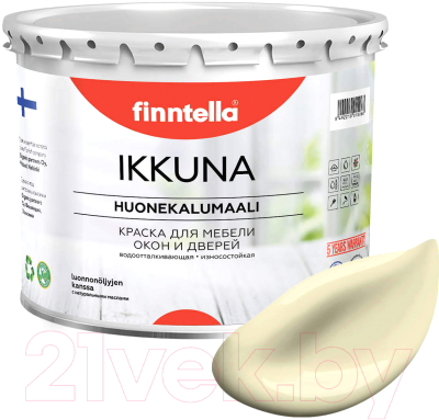 Краска Finntella Ikkuna Ivory / F-34-1-3-FL120 (2.7л, светло-желтый, матовый)