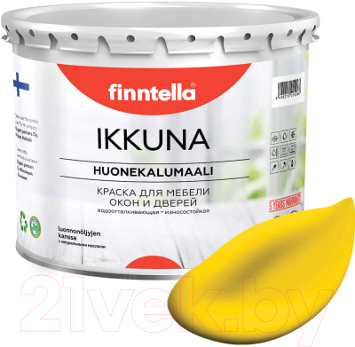 Краска Finntella Ikkuna Keltainen / F-34-1-3-FL129 (2.7л, желтый, матовый)