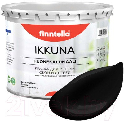 Краска Finntella Ikkuna Musta / F-34-1-3-FL135 (2.7л, черный, матовый)