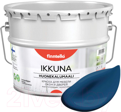 Краска Finntella Ikkuna Sininen Kuu / F-34-1-9-FL003 (9л, лазурно-синий, матовый)