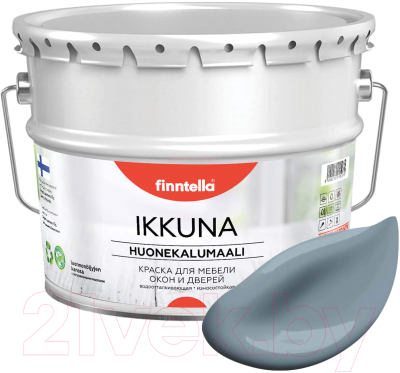 Краска Finntella Ikkuna Harmaa / F-34-1-9-FL005 (9л, серо-голубой, матовый)