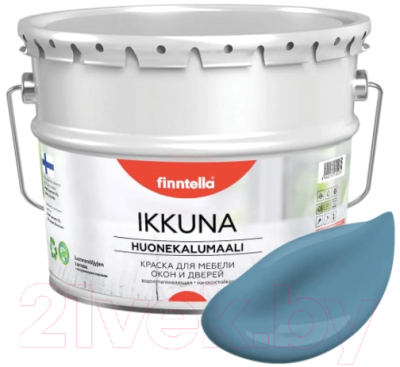 Краска Finntella Ikkuna Terassininen / F-34-1-9-FL013 (9л, пастельно-синий, матовый)