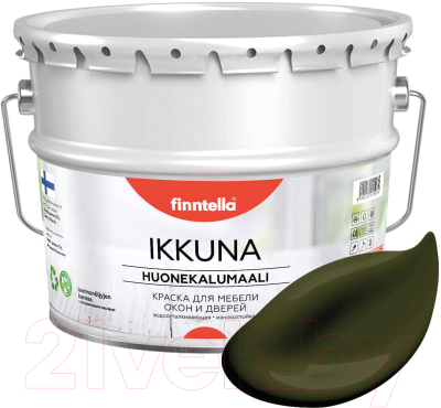 Краска Finntella Ikkuna Kombu / F-34-1-9-FL020 (9л, буро-зеленый, матовый)