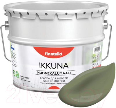 Краска Finntella Ikkuna Oliivi / F-34-1-9-FL021 (9л, темно-зеленый, матовый)