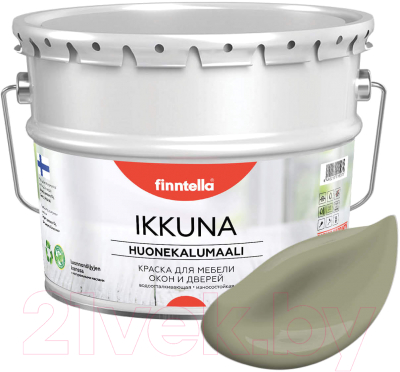 Краска Finntella Ikkuna Khaki / F-34-1-9-FL022 (9л, серо-зеленый, матовый)