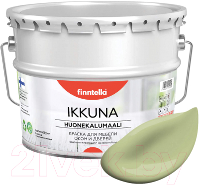 Краска Finntella Ikkuna Vihrea Tee / F-34-1-9-FL033 (9л, пастельно-зеленый, матовый)