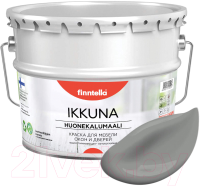 Краска Finntella Ikkuna Kivia / F-34-1-9-FL059 (9л, серый, матовый)