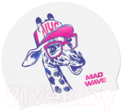 Шапочка для плавания Mad Wave Giraffe (белый)
