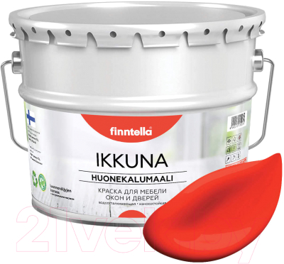 Краска Finntella Ikkuna Puna Aurinko / F-34-1-9-FL125 (9л, закатный красный, матовый)