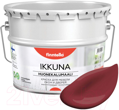 Краска Finntella Ikkuna Viininpu / F-34-1-9-FL130 (9л, финский бордовый, матовый)