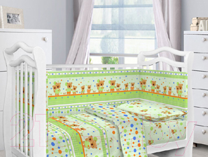 Комплект постельный для малышей Fun Ecotex Мишутка и зайка / 10302/1 (зеленый)