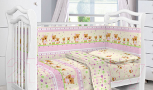 Комплект постельный для малышей Fun Ecotex Мишутка и зайка / 10302/1 (розовый)