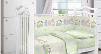 Комплект постельный для малышей Fun Ecotex Веселый паровозик / 10305/1 (зеленый) - 