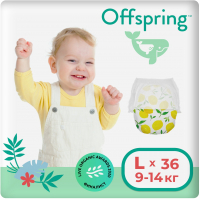 Подгузники-трусики детские Offspring L 9-14кг Лимоны / OF02LLMN (36шт) - 
