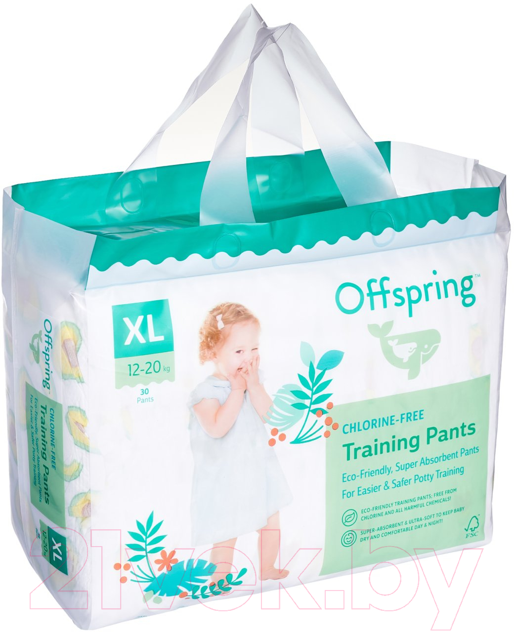 Подгузники-трусики детские Offspring XL 12-20кг Авокадо / OF02XLAVO (30шт)