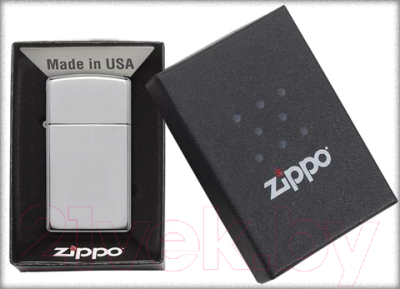 Зажигалка Zippo Slim / 1610 (серебристый, глянцевый)