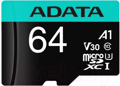 Карта памяти A-data Premier Pro microSDXC 64GB с адаптером (AUSDX64GUI3V30SA2-RA1)