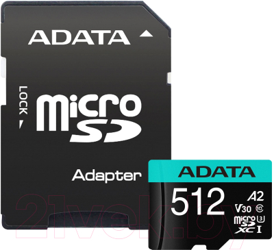 Карта памяти A-data Premier Pro microSDXC 512GB с адаптером (AUSDX512GUI3V30SA2-RA1)