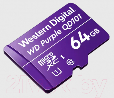 Карта памяти Western Digital Purple SC QD101 microSDHC 64GB (WDD064G1P0C)