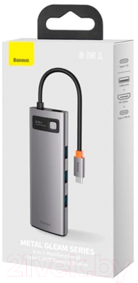 Изображение товара Док-станция для ноутбука Baseus Metal Gleam Series 11-in-1 Type-C / CAHUB-CT0G (серый)