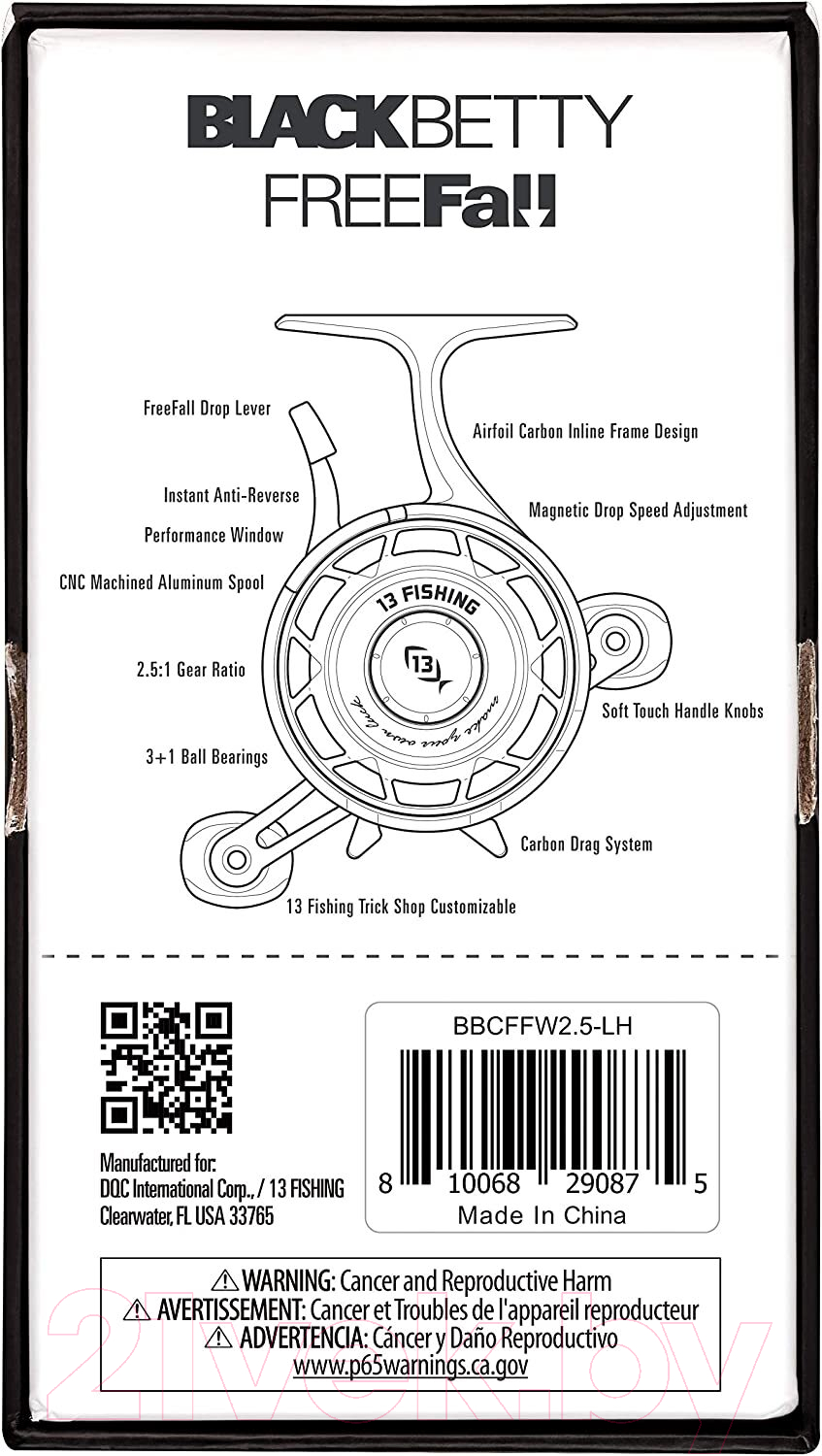 Катушка инерционная 13 Fishing Black Betty Freefall Ratio Retrieve / BBCFFW2.5-LH