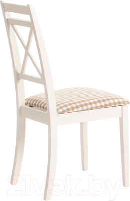 Стул Tetchair Picasso 45x53x97 (дерево гевея/Ivory White/слоновая кость/ткань клетка мелкая)