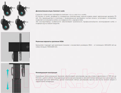 Стойка для ТВ/аппаратуры Onkron TS2811 (черный)