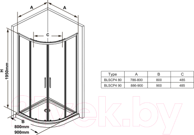 Душевой уголок Ravak BLSCP4-90 / X3BM70300Z1 (черный)