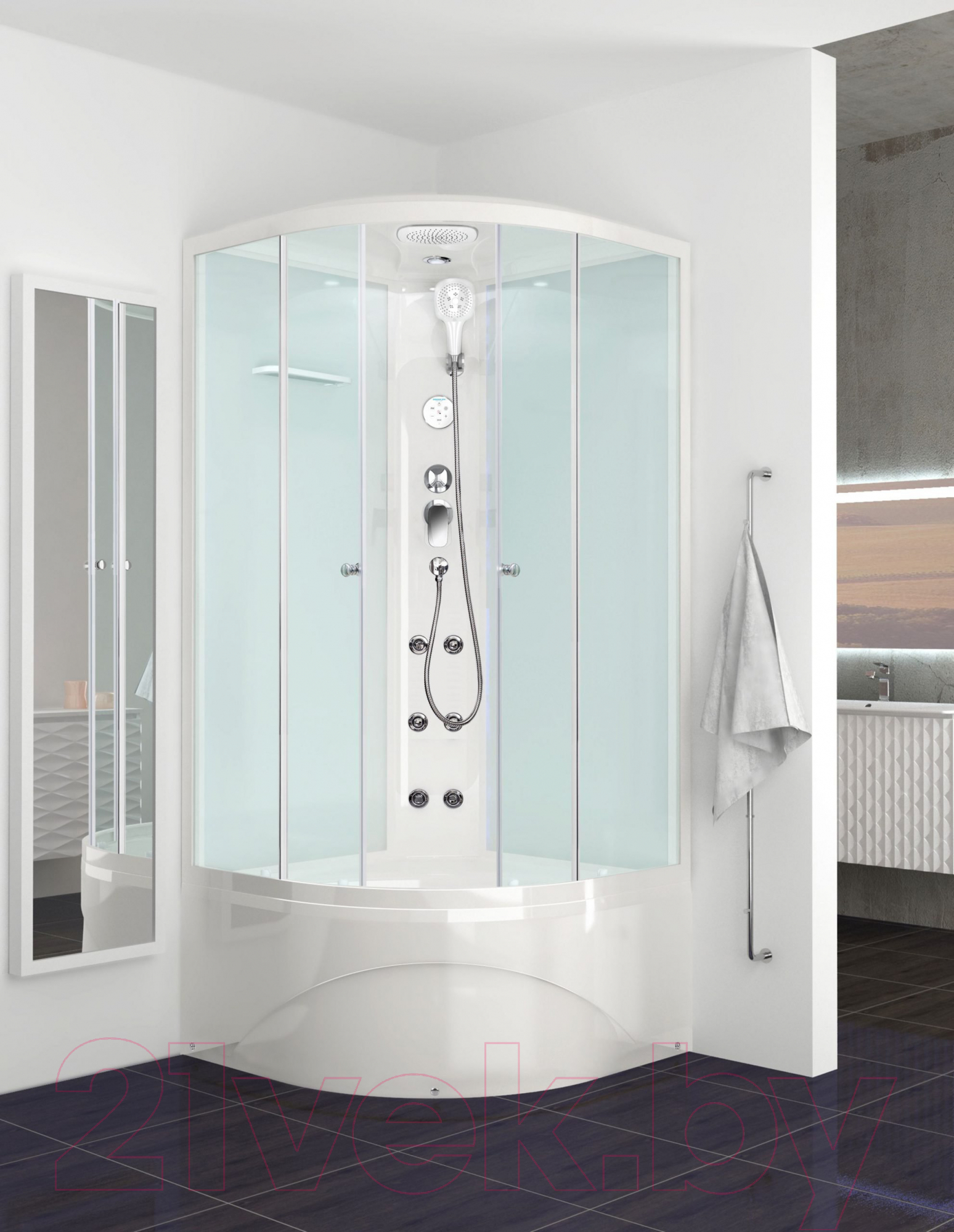 Душевая кабина Domani-Spa Delight 99 High / DS01D99HWM10 (белый/сатин-матированное стекло) — фото 2