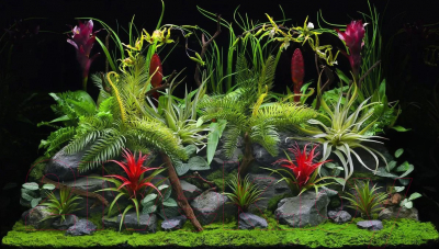 Декорация для аквариума Barbus Цветы джунглей. Старый вулкан / Background 032