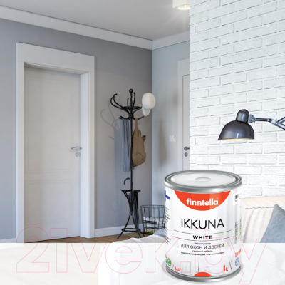 Краска Finntella Ikkuna для деревянных окон и дверей / F-34-0-1 (900мл, белый)