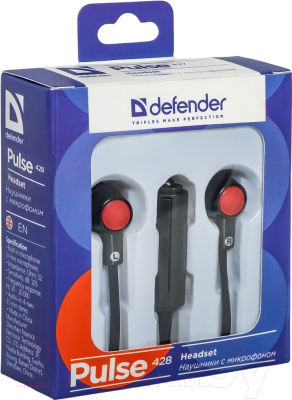 Наушники-гарнитура Defender Pulse 428 / 63428 (черный/красный)