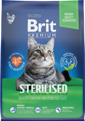 Сухой корм для кошек Brit Premium Cat Sterilized Chicken / 5049585 (2кг)
