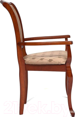 Стул Tetchair Geneva 60x54x96 (дерево гевея/MAF Brown/ткань золотистые цветы)