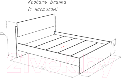 Двуспальная кровать НК Мебель Бланка 160x200 / 72250072 (дуб сонома/белый глянец)