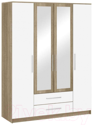 Шкаф НК Мебель Бланка 4-х дверный / 72250076 (дуб сонома/белый глянец)