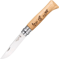 Нож складной Opinel №8 VRI Animalia Trout форель / 0016257 (8.5см, нержавеющая сталь/дуб) - 