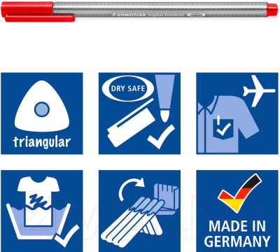 Изображение товара Ручка капиллярная Staedtler Триплюс / 334-2 (красный)