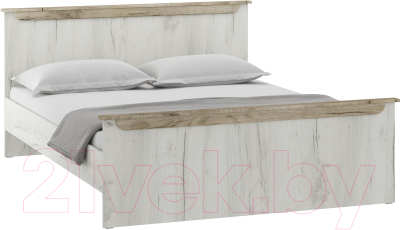 Двуспальная кровать НК Мебель Прага 160x200 / 72030094 (дуб серый крафт/дуб белый крафт)