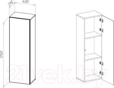 Шкаф навесной НК Мебель Point тип-20 / 71775199 (серый графит)