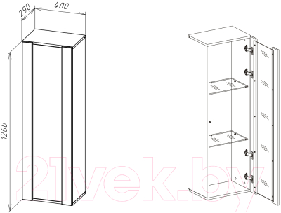 Шкаф навесной НК Мебель Point тип-21 / 71775200 (серый графит)