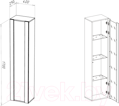 Шкаф навесной НК Мебель Point тип-41 / 71774452 (белый/белый глянец)