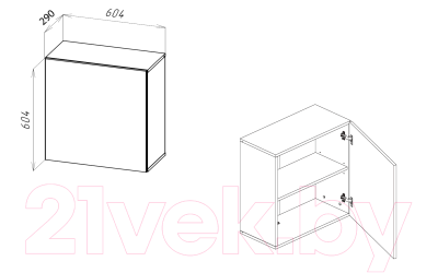 Шкаф навесной НК Мебель Point тип-60 / 71774464 (белый/белый глянец)