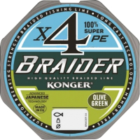 

Леска плетеная Konger, Braider X4 Olive Green 10м 0.04мм / 250016004