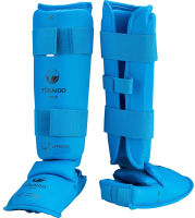 Защита голень-стопа для единоборств Tokaido PU Shin And Removable Instep Guard / WKF PRO-3E-WKF-II (S, синий) - 