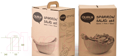 Салатник Qualy Sparrow / QL10098-GN (зеленый, с приборами)