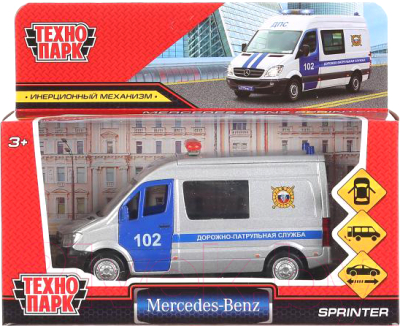 Фургон игрушечный Технопарк Mercedes-Benz Sprinter Полиция / SPRINTERVAN-14POL-SR