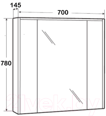 Шкаф с зеркалом для ванной Roca Ronda 70 / ZRU9303008 (бетон/белый матовый)