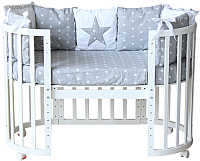 Комплект постельный для малышей Polini Kids Звезды 5 (120x60, серый) - 